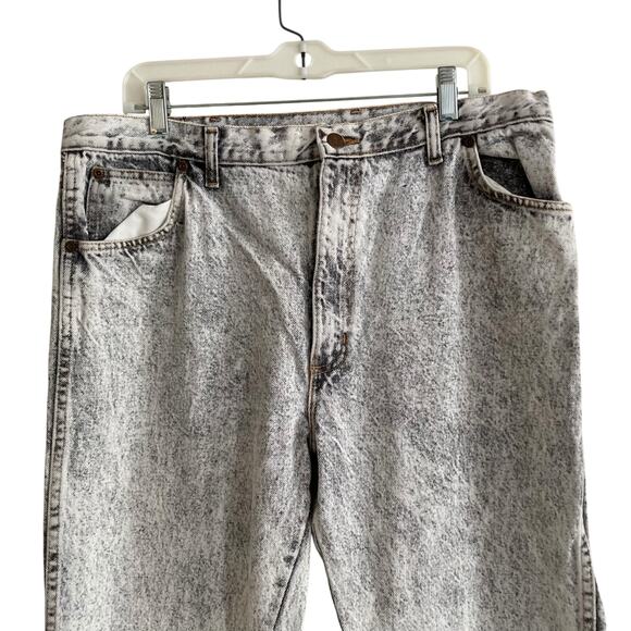 Vintage 80s Gitano Black Acid Washed Straight Leg Grunger Denim Jeans Size 38x30 - Picture 5 of 16